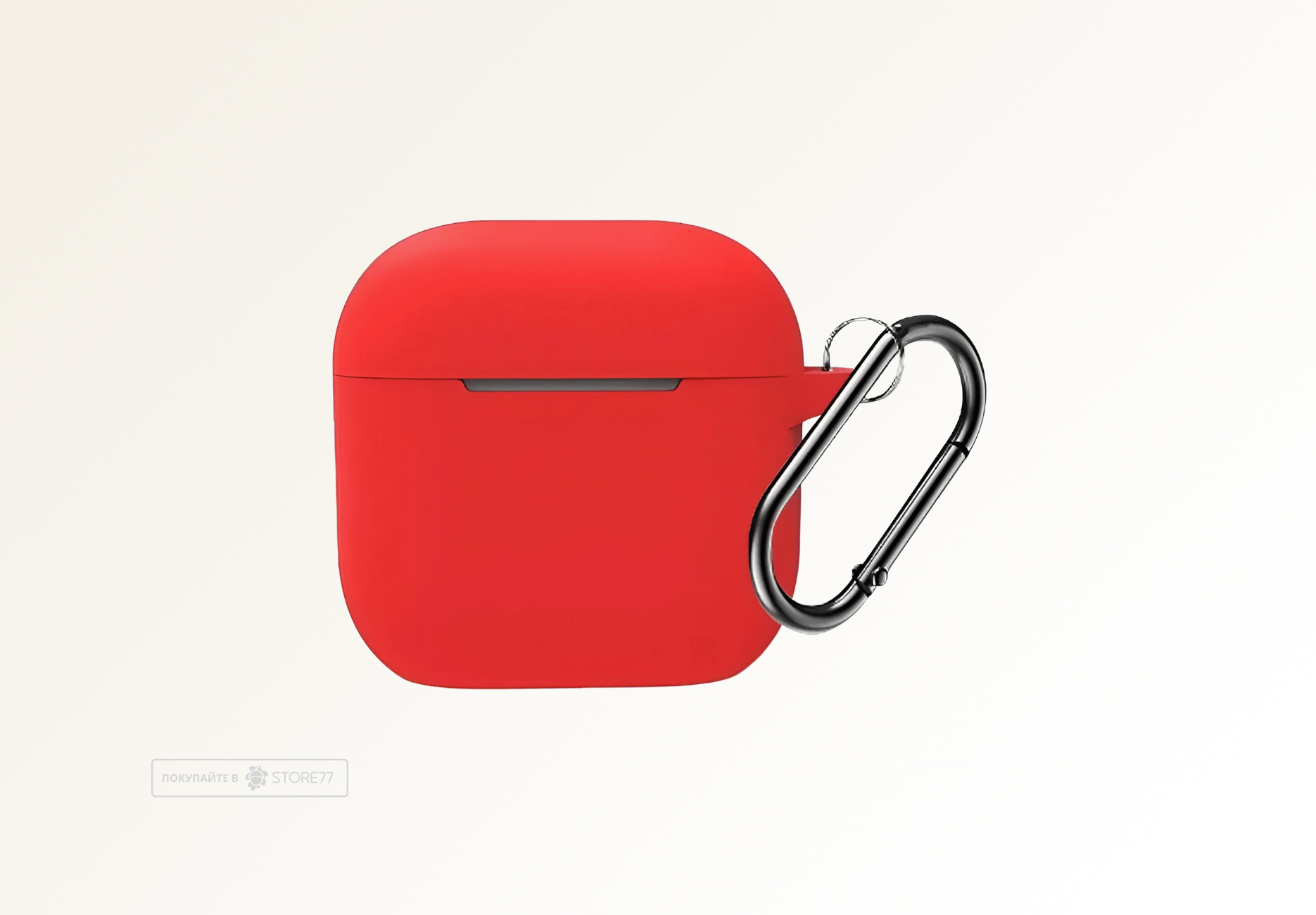 Чехол силиконовый для наушников Apple AirPods 4 с карабином (Красный)