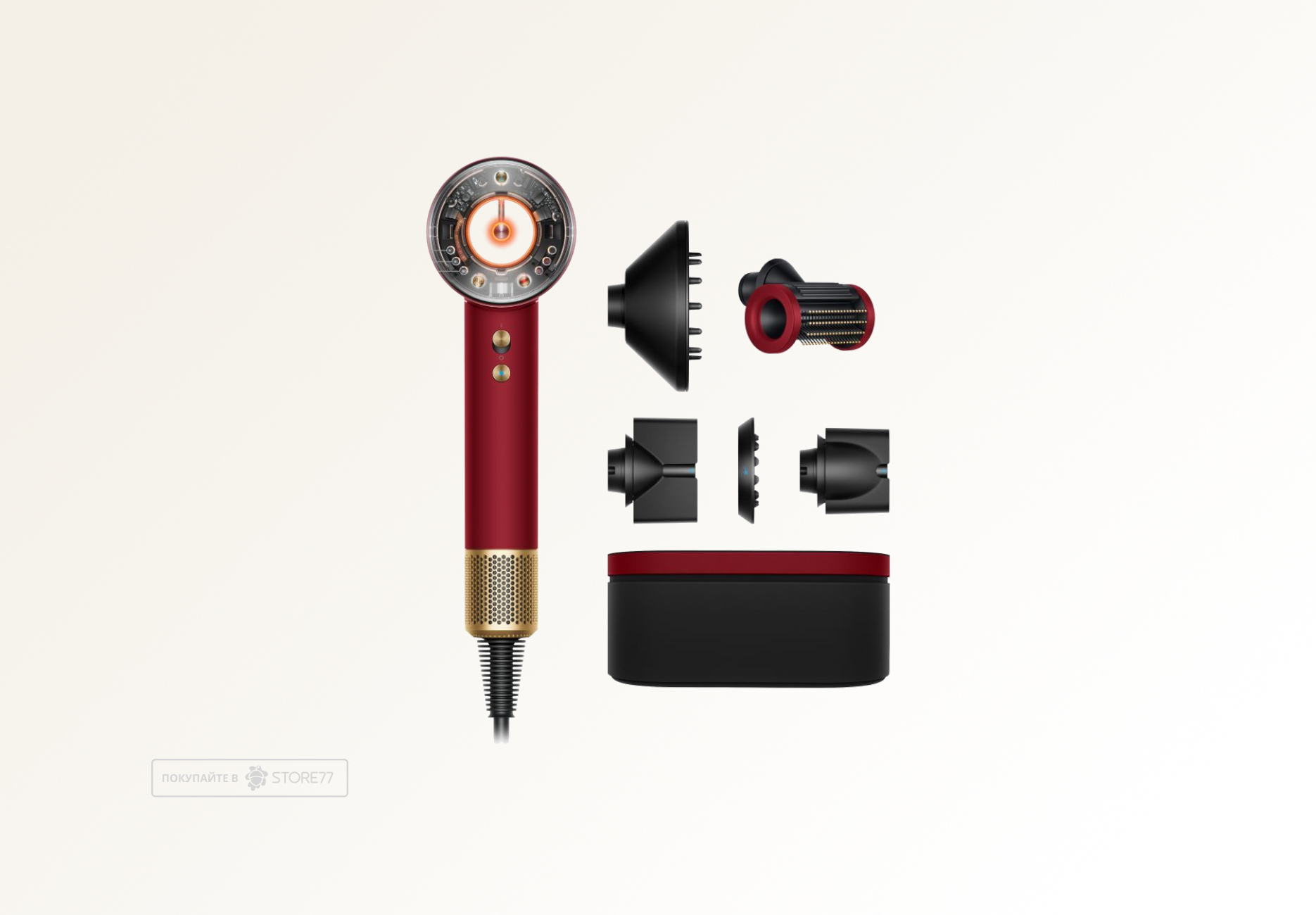 Фен Dyson Supersonic Nural HD16 для прямых волос (Straight+Wavy), цвет: красный вельвет/золотой (Red Velvet/Gold)
