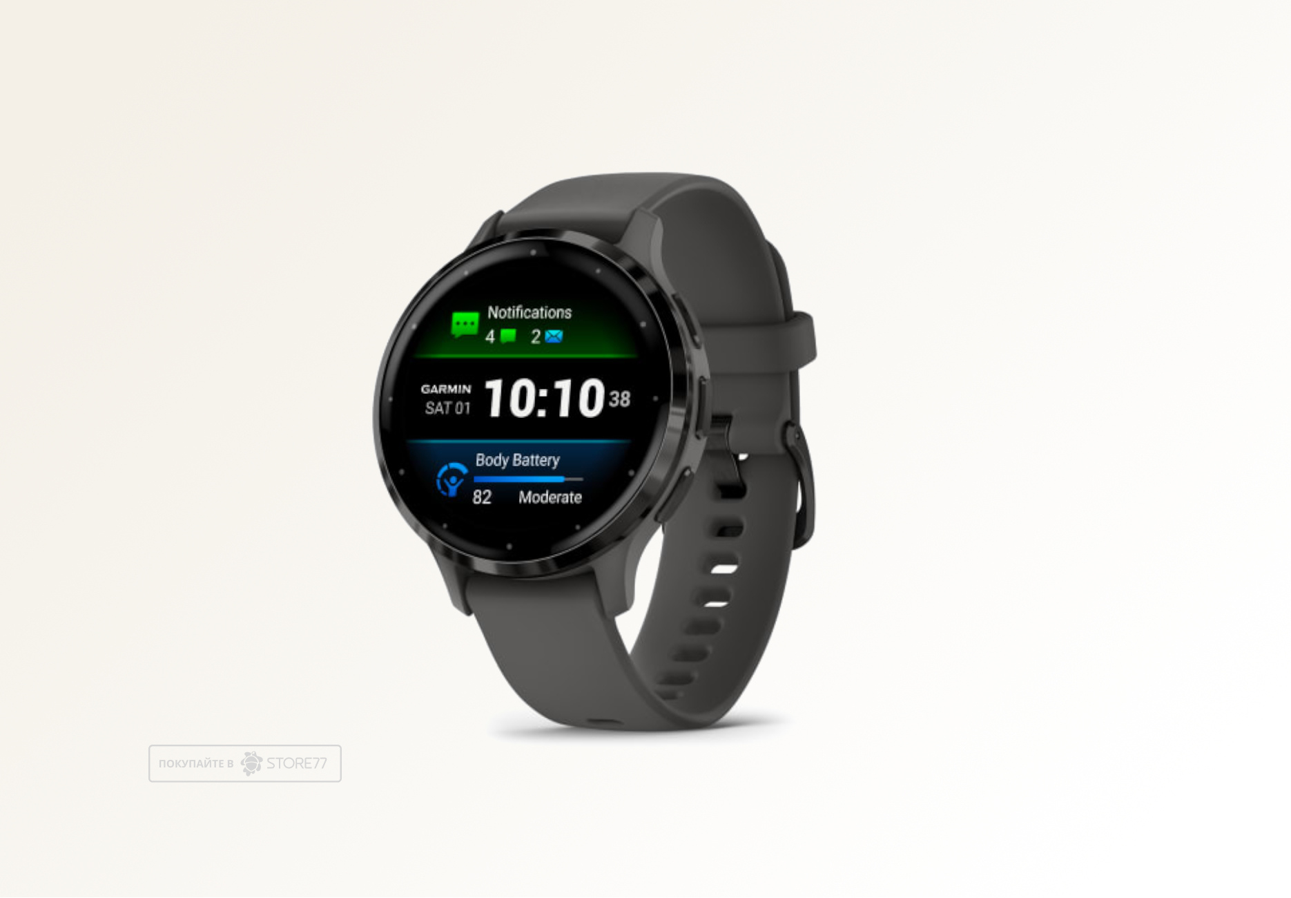 Умные часы Garmin VENU 3s 41 мм, корпус: серый (Slate), с серым силиконовым ремешком (Pebble/Gray)