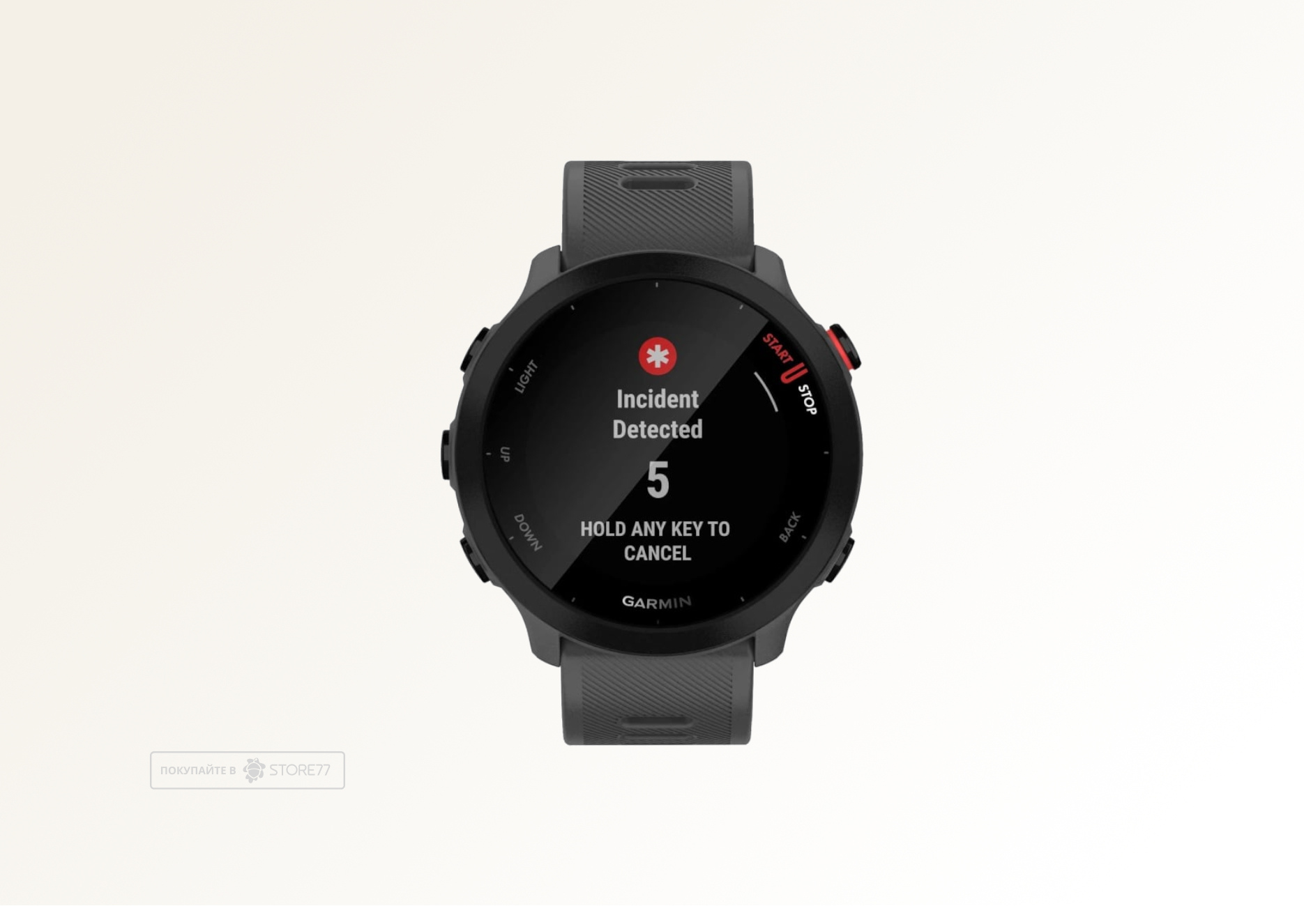 Умные часы Garmin FORERUNNER 55 42 мм, корпус: черный, с серым силиконовым ремешком (Monterra Grey)