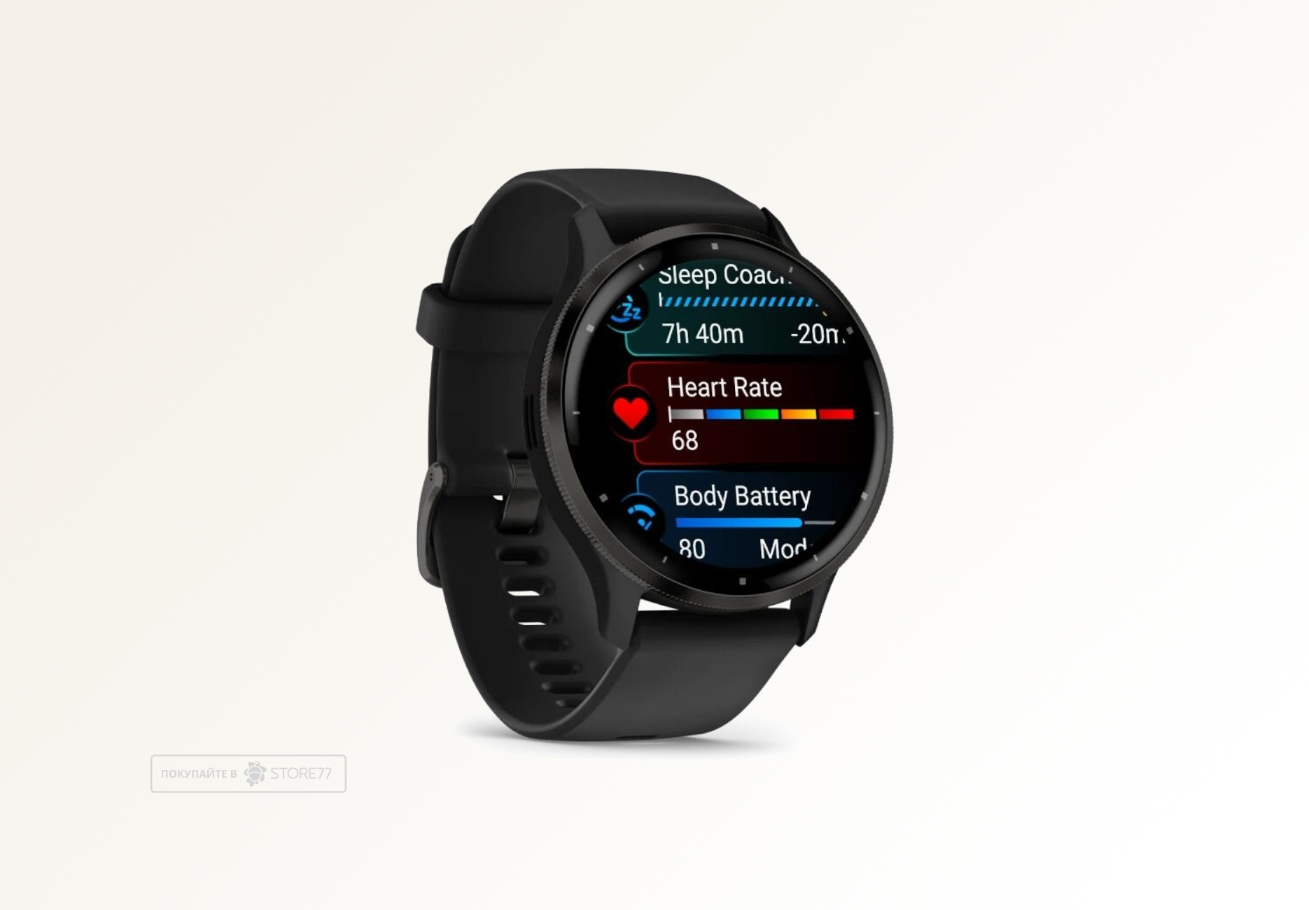 Умные часы Garmin VENU 3 45 мм, корпус: серый (Slate), с черным силиконовым ремешком (Black)