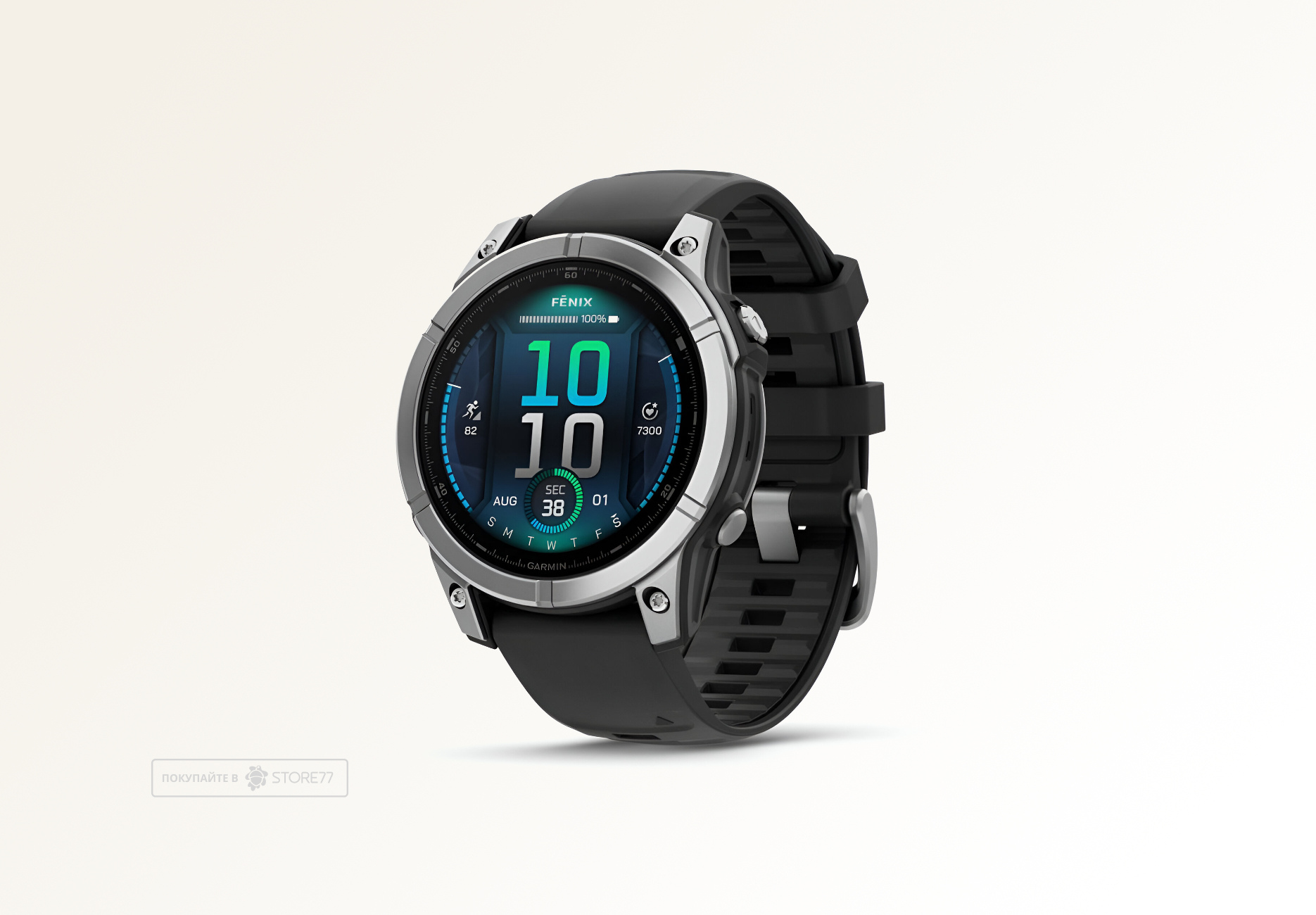 Умные часы Garmin Fenix E 47 мм, AMOLED, корпус: серебристый (Silver), с черным силиконовым ремешком
