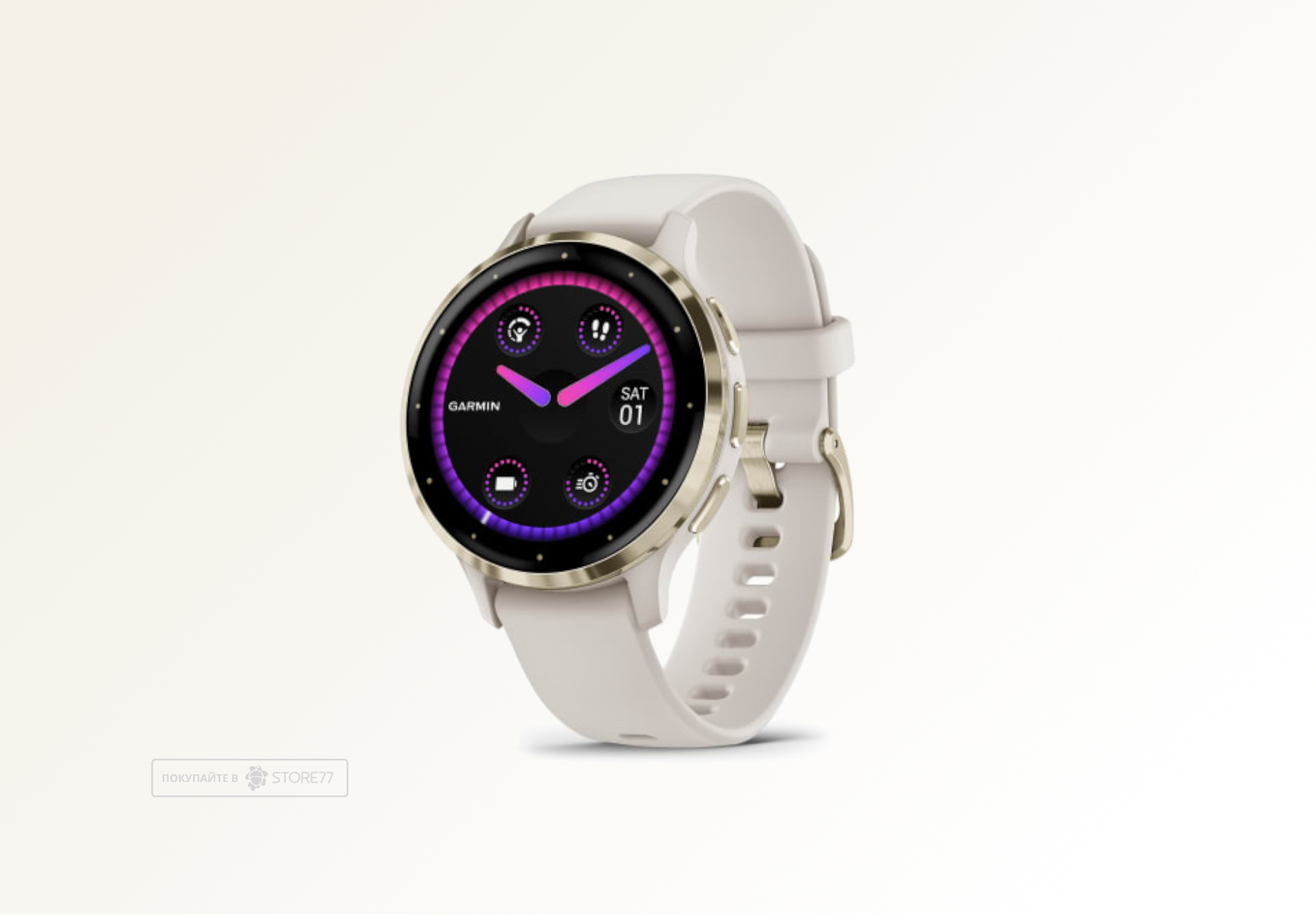 Умные часы Garmin VENU 3s 41 мм, корпус: золотистый (Soft Gold), с силиконовым ремешком цвета слоновая кость (Ivory Case)