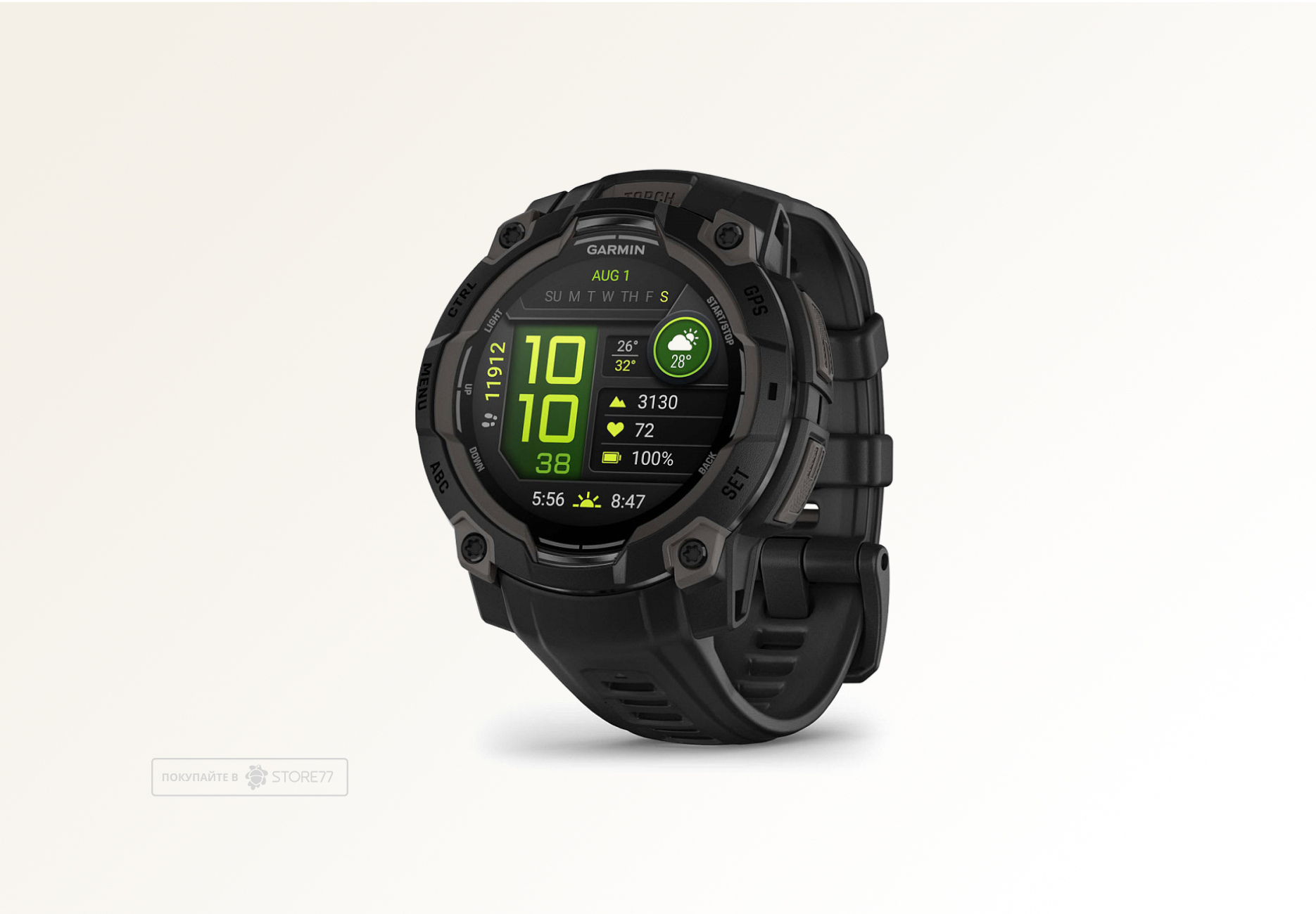 Умные часы Garmin INSTINCT 3 45 мм AMOLED, корпус: черный, с черным силиконовым ремешком (Black)