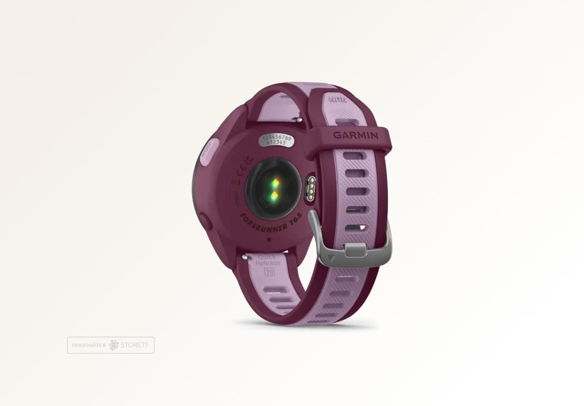 Умные часы Garmin FORERUNNER 165 Music 43 мм, корпус: лиловый (Lilac), с малиновым силиконовым ремешком (Berry)